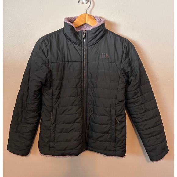 The North Face Girls Reversible Black Purple Puffer Jacket Size L (14/16) - Picture 1 of 9